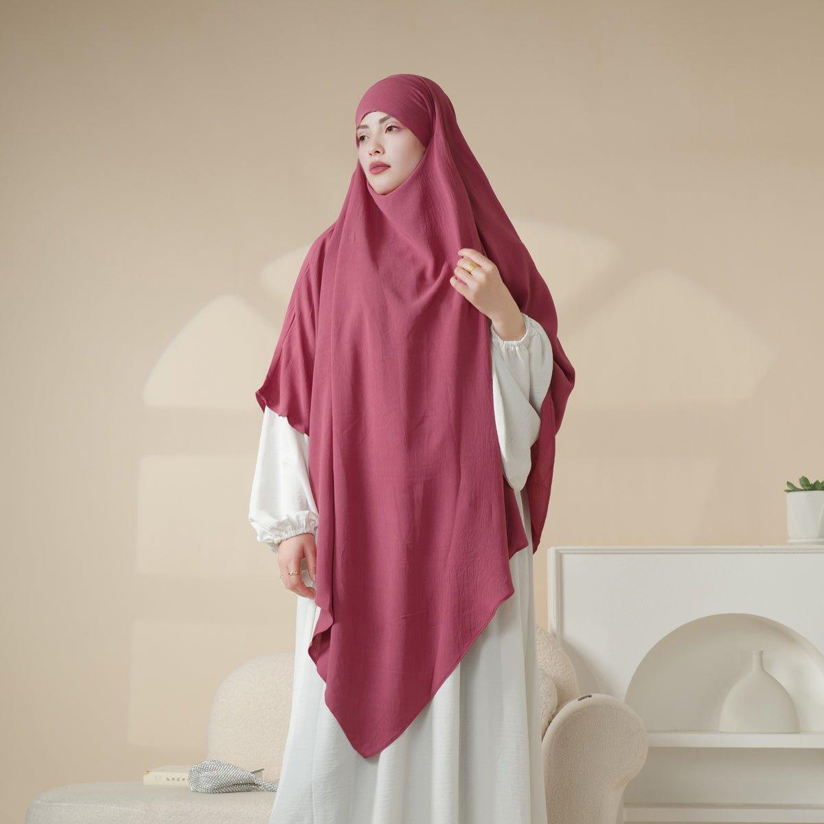 MK005 Crepe One Layer Khimar - Mariam's Collection