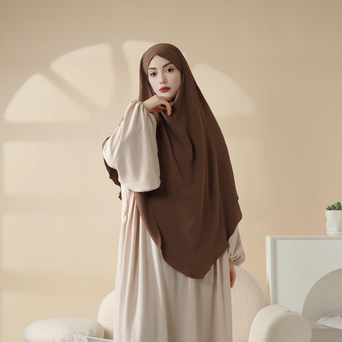 MK010 New Crepe Two Layers Khimar - Mariam's Collection