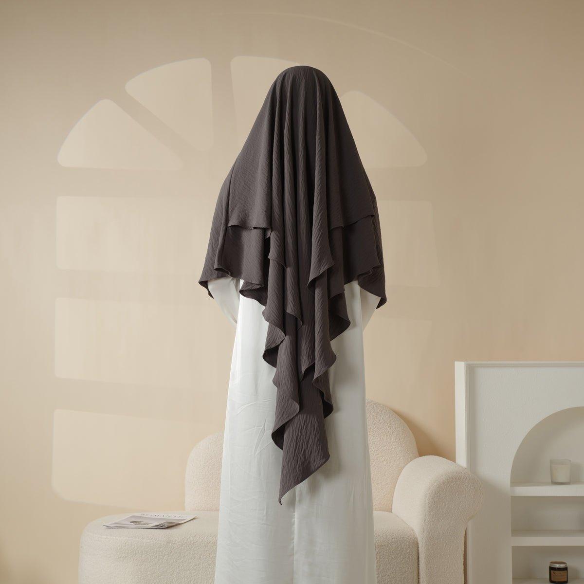 MK010 New Crepe Two Layers Khimar - Mariam's Collection