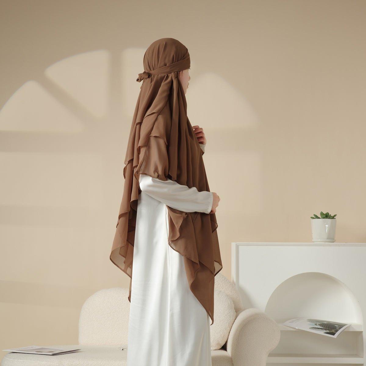 MK017 Scarf 3 - Layer Long Khimar - Mariam's Collection