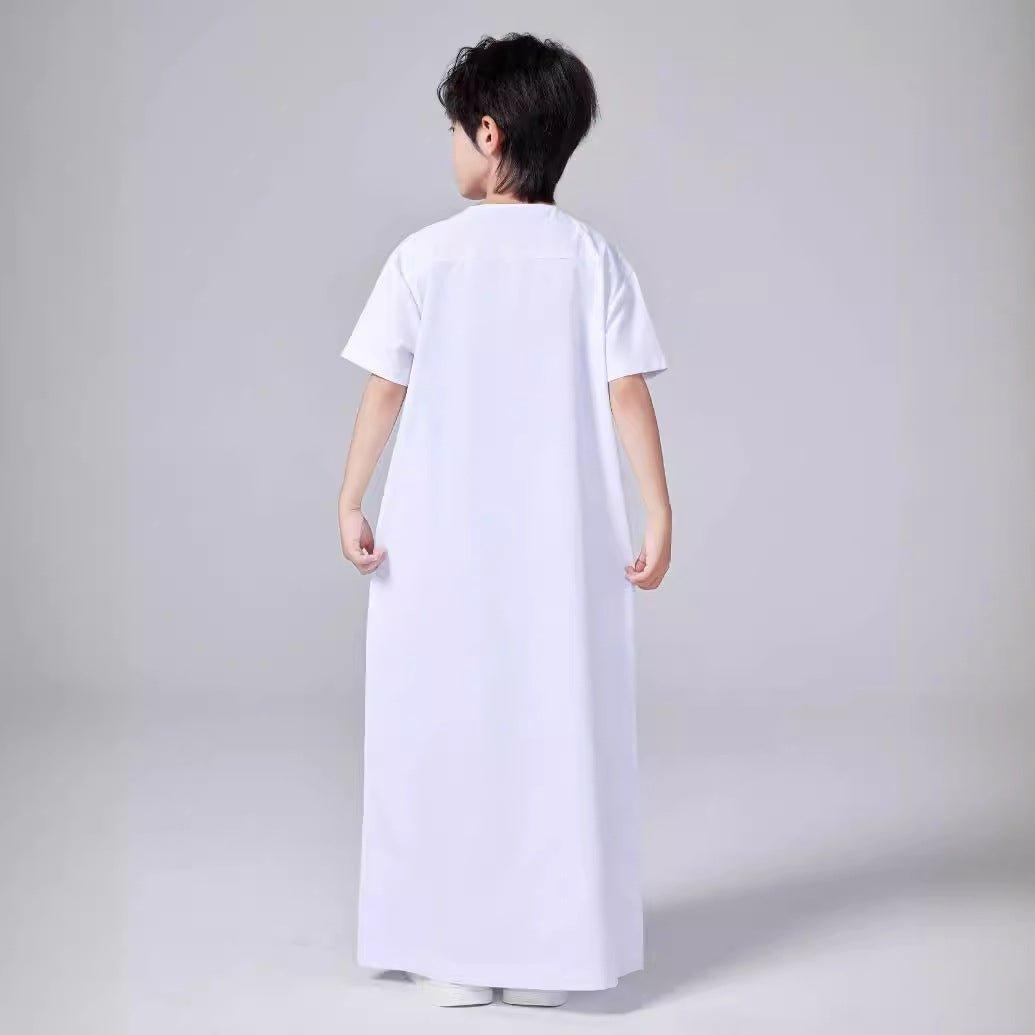 MKB007 Boys Solid Color Short - Sleeved Thobe - Mariam's Collection