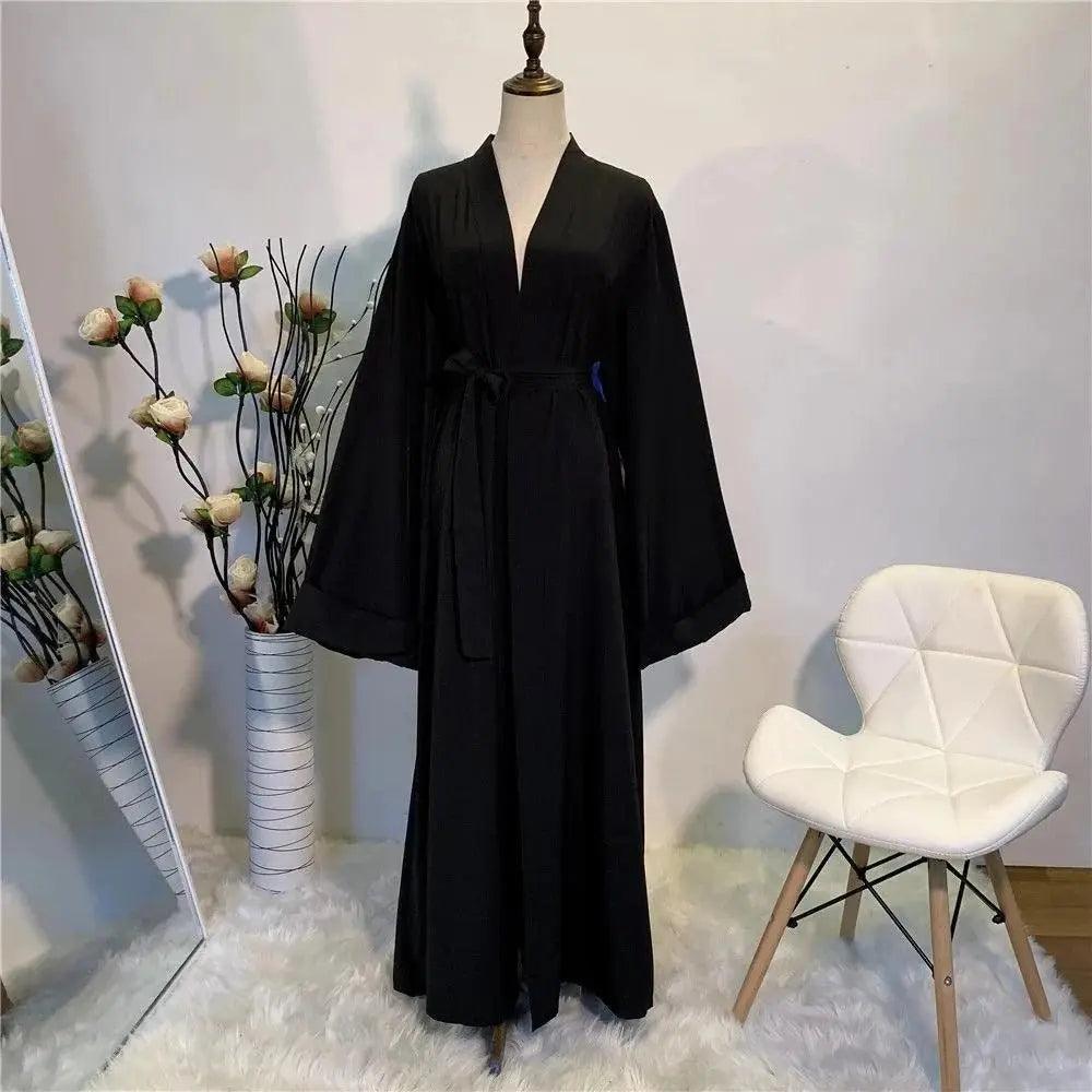 MOA005 Basic Plain Open Abaya With Pockets - Mariam's Collection