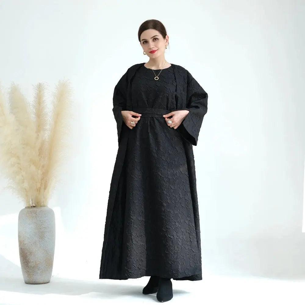 MOA025 Winter Jacquard Pocket Abaya - Mariam's Collection