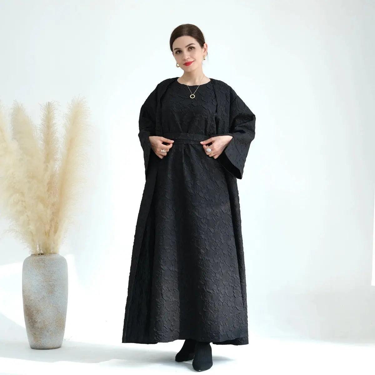 MOA025 Winter Jacquard Pocket Abaya - Mariam's Collection