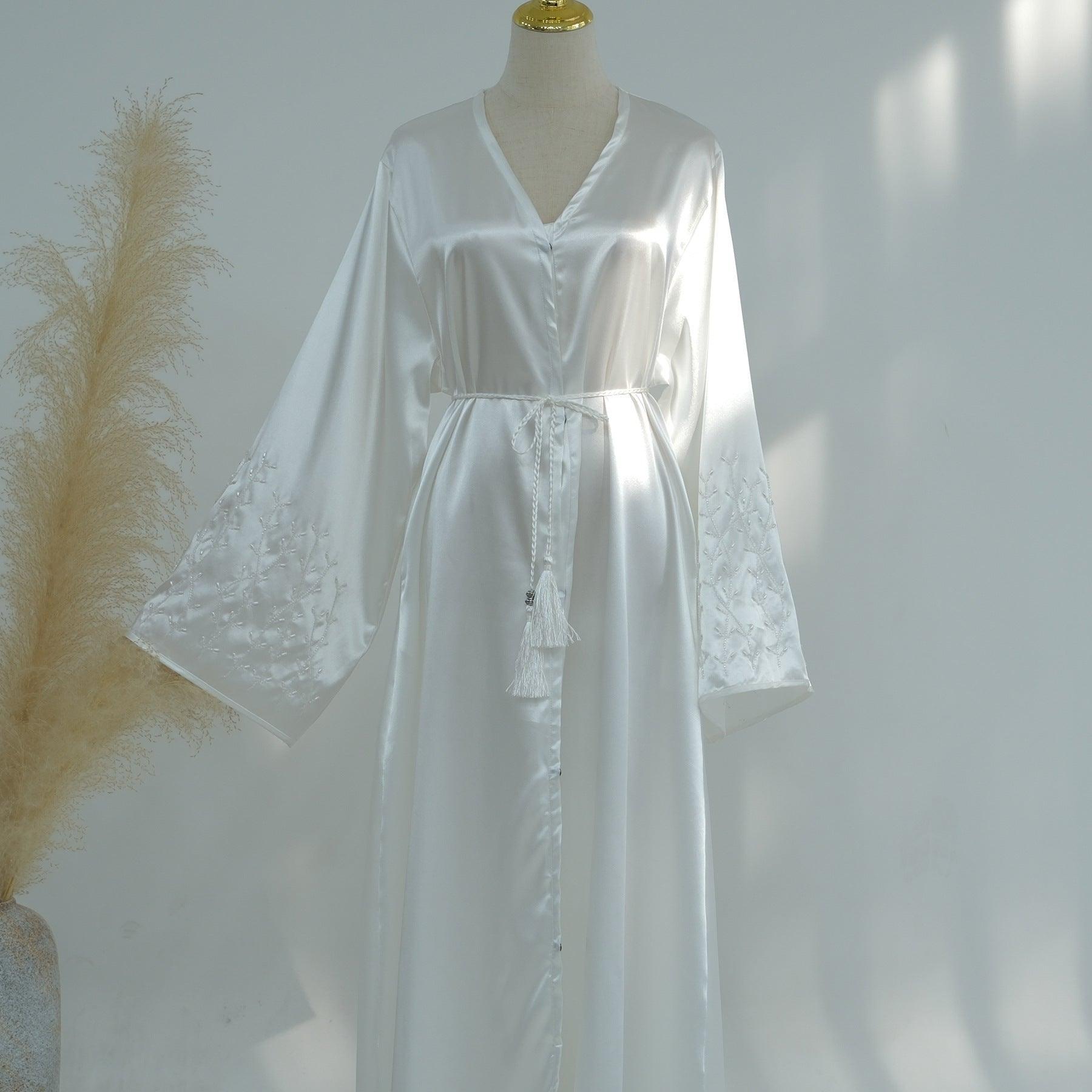 MOA054 Party Solid Colour Handmade Beaded Abaya Set 2-Piece - Mariam's Collection