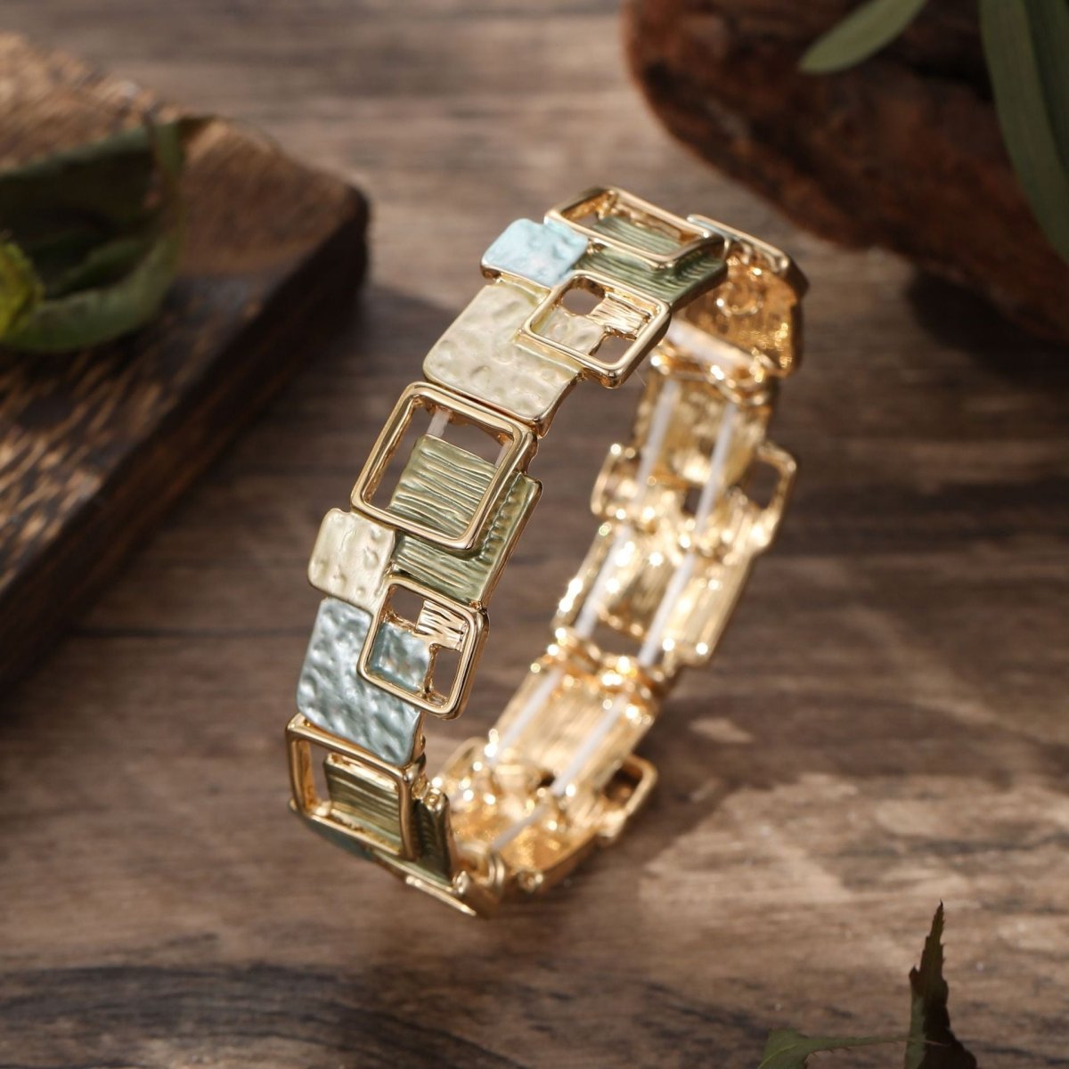 Modernist Geometric Square Earrings Bracelet Necklace Set (MAC318) - Mariam's Collection