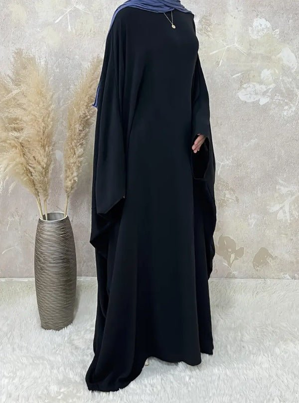 Modest Batwing Sleeve Loose Solid Color Maxi Abaya.(MA172) - Mariam's Collection