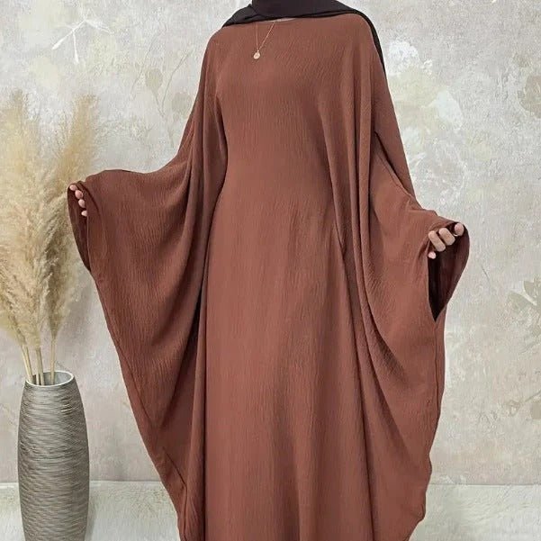 Modest Batwing Sleeve Loose Solid Color Maxi Abaya(MA172) - Mariam's Collection