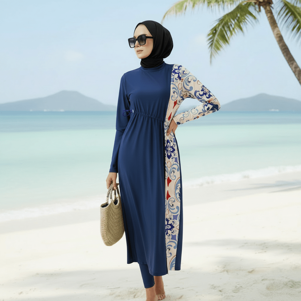 Modest Burkini Swimwear, Modest Swimwear for Muslim Women, Burkini With Hijab (MB018) - Mariam's Collection