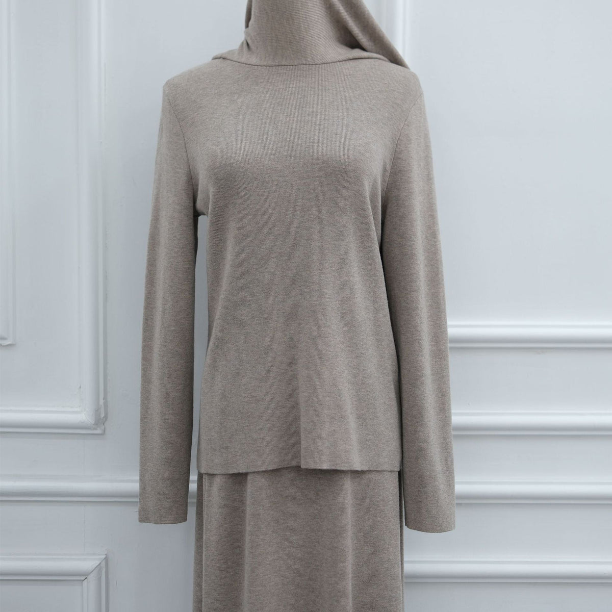 Modest Cape Knit Top & Maxi Skirt Set(MS537) - Mariam's Collection