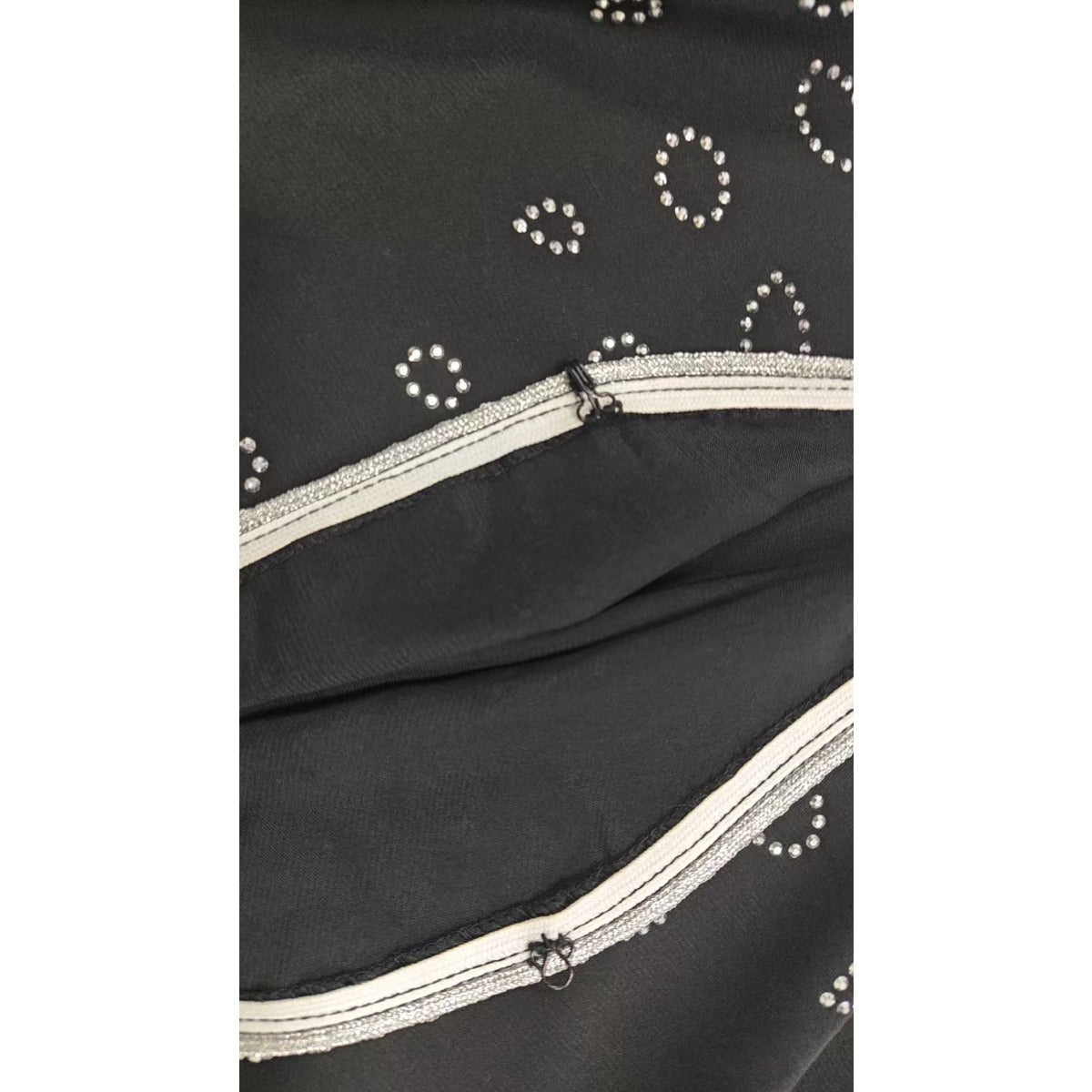 Modest Casual Black Diamond Embellished Loose Dress Abaya(MOA207) - Mariam's Collection