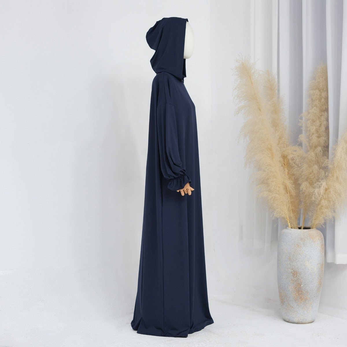 Modest Casual Hooded Abaya Collection | Tone Robes with Bubble Sleeves (MJ021) - Mariam's Collection