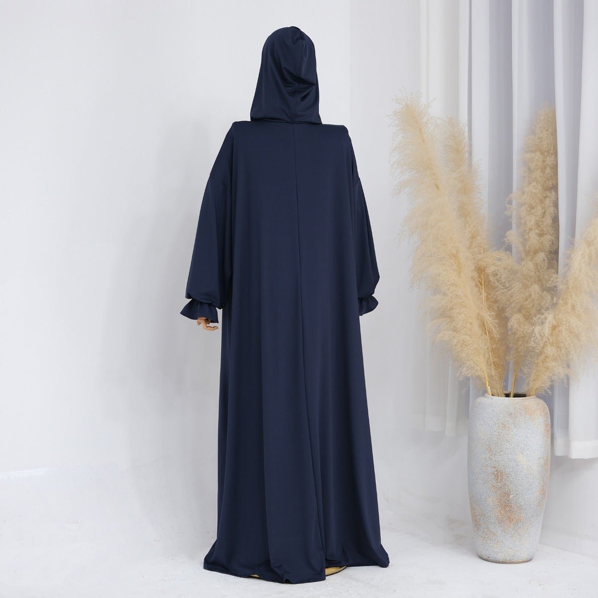 Modest Casual Hooded Abaya Collection | Tone Robes with Bubble Sleeves (MJ021) - Mariam's Collection