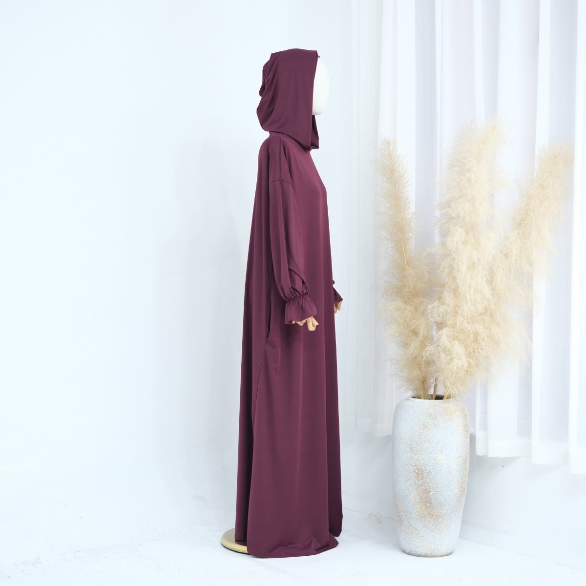 Modest Casual Hooded Abaya Collection | Tone Robes with Bubble Sleeves (MJ021) - Mariam's Collection