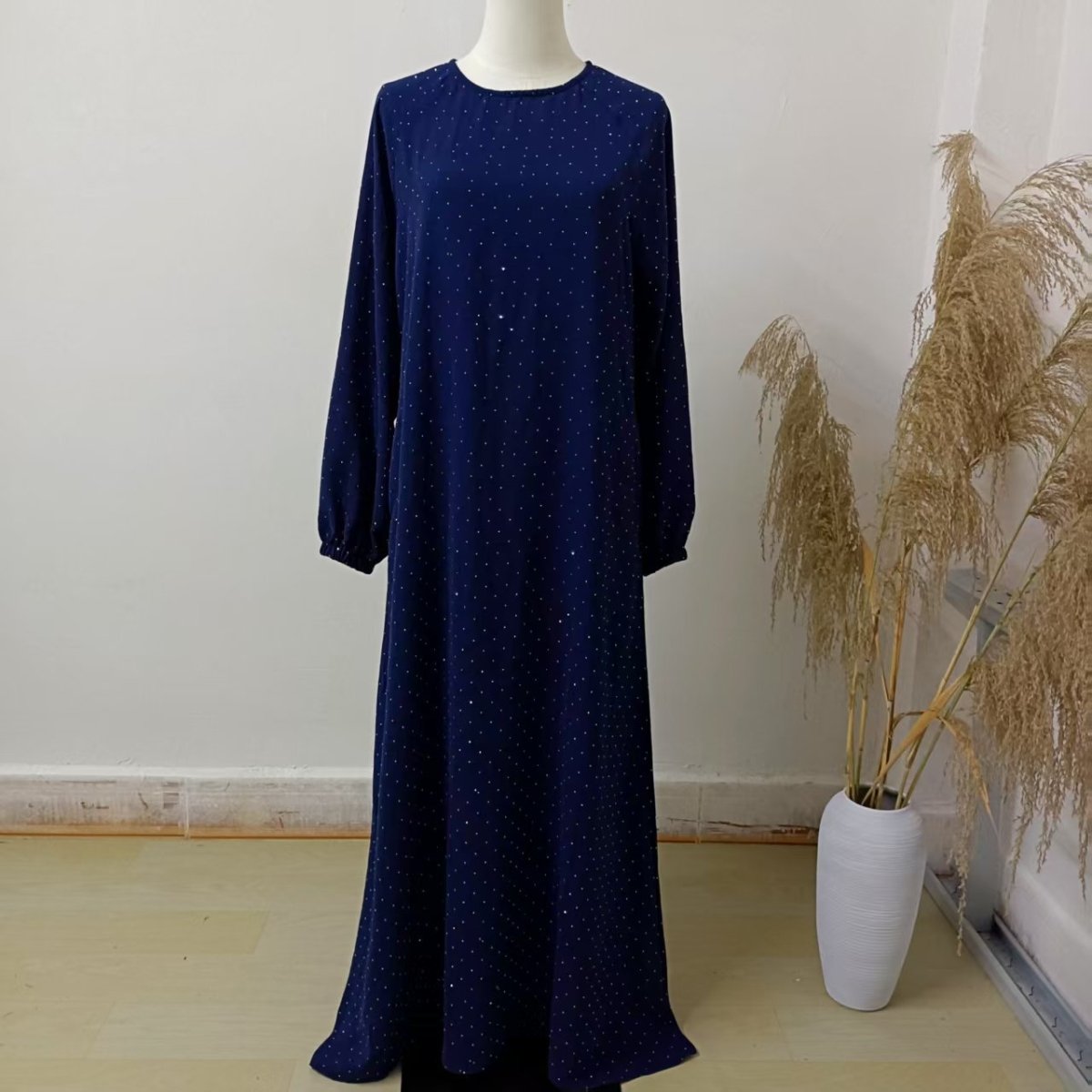 Modest Diamond Dot with Adjustable Belt Muslim Women Abaya.(MA158) - Mariam's Collection