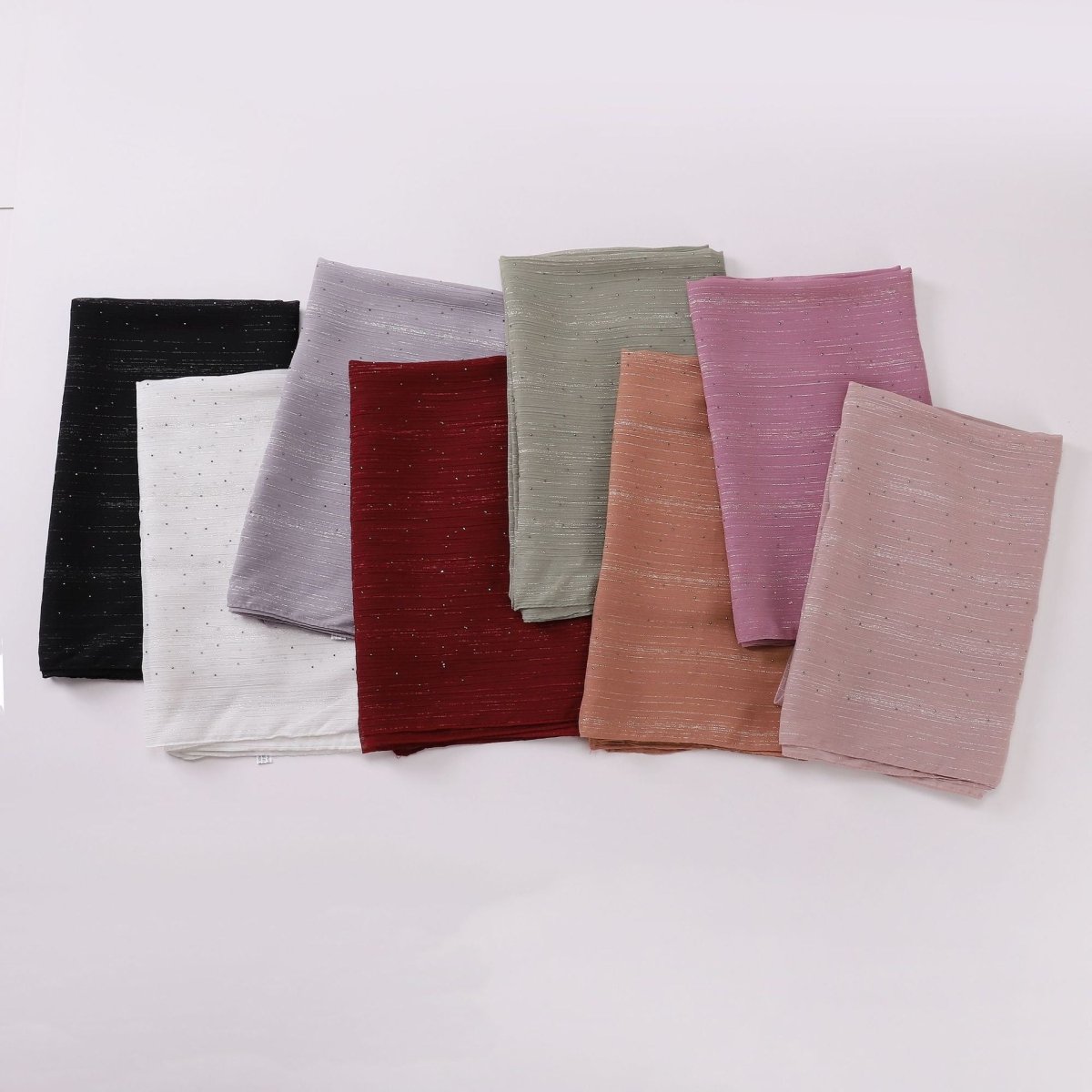 Modest Elegance Silver Crinkle Drape Hijab with Rhinestones (MH155) - Mariam's Collection