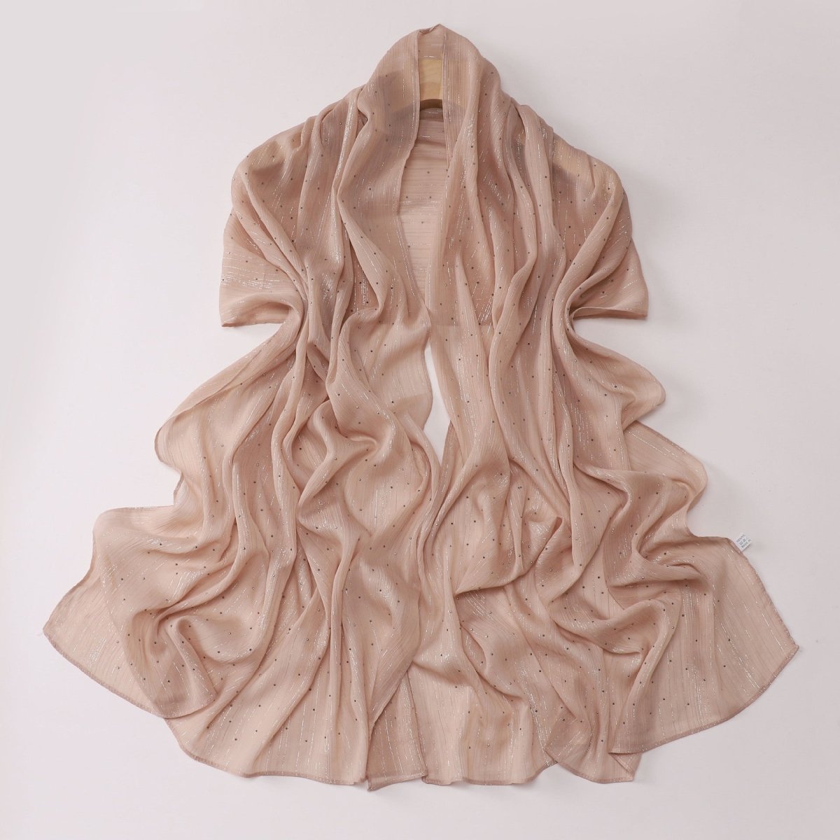 Modest Elegance Silver Crinkle Drape Hijab with Rhinestones (MH155) - Mariam's Collection