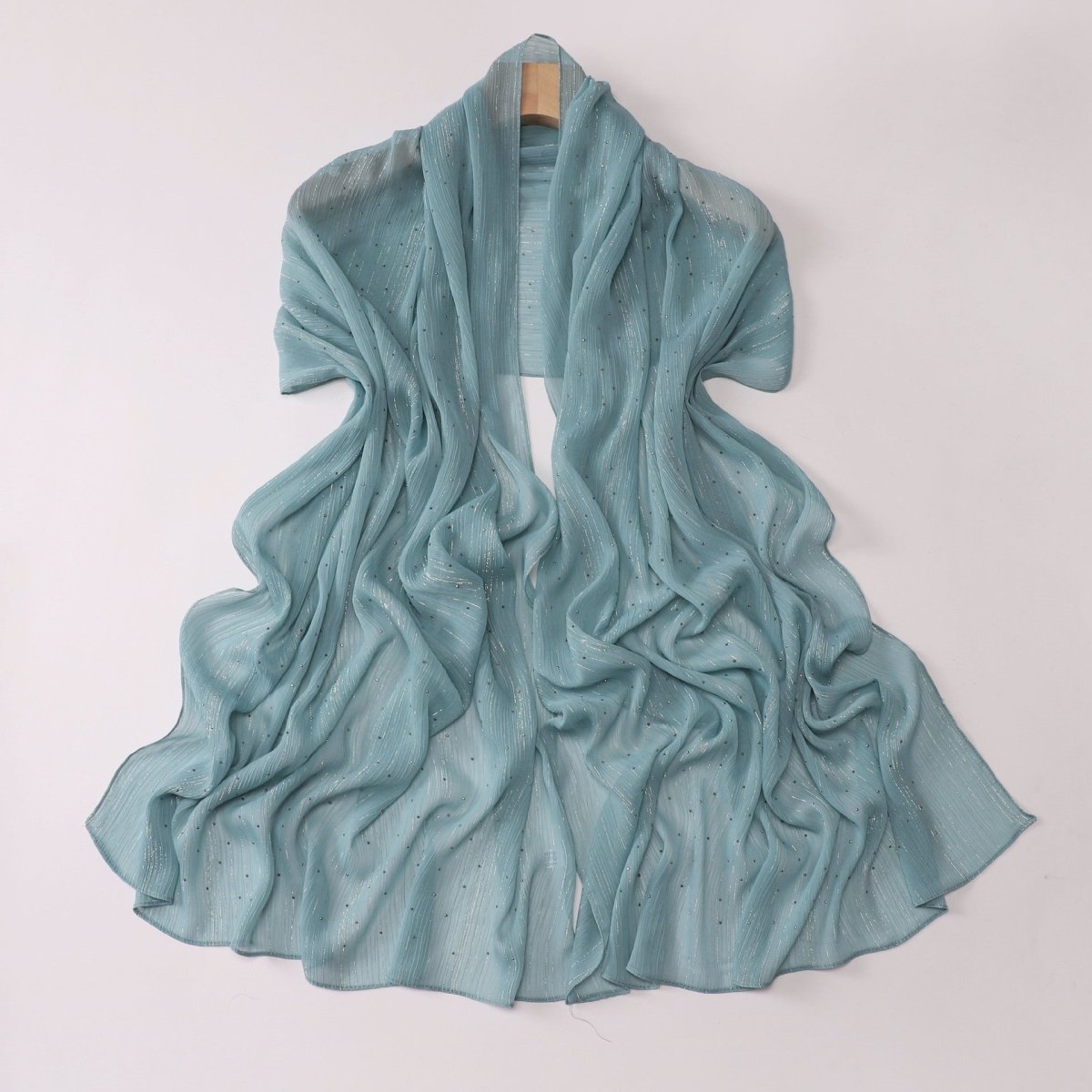 Modest Elegance Silver Crinkle Drape Hijab with Rhinestones (MH155) - Mariam's Collection