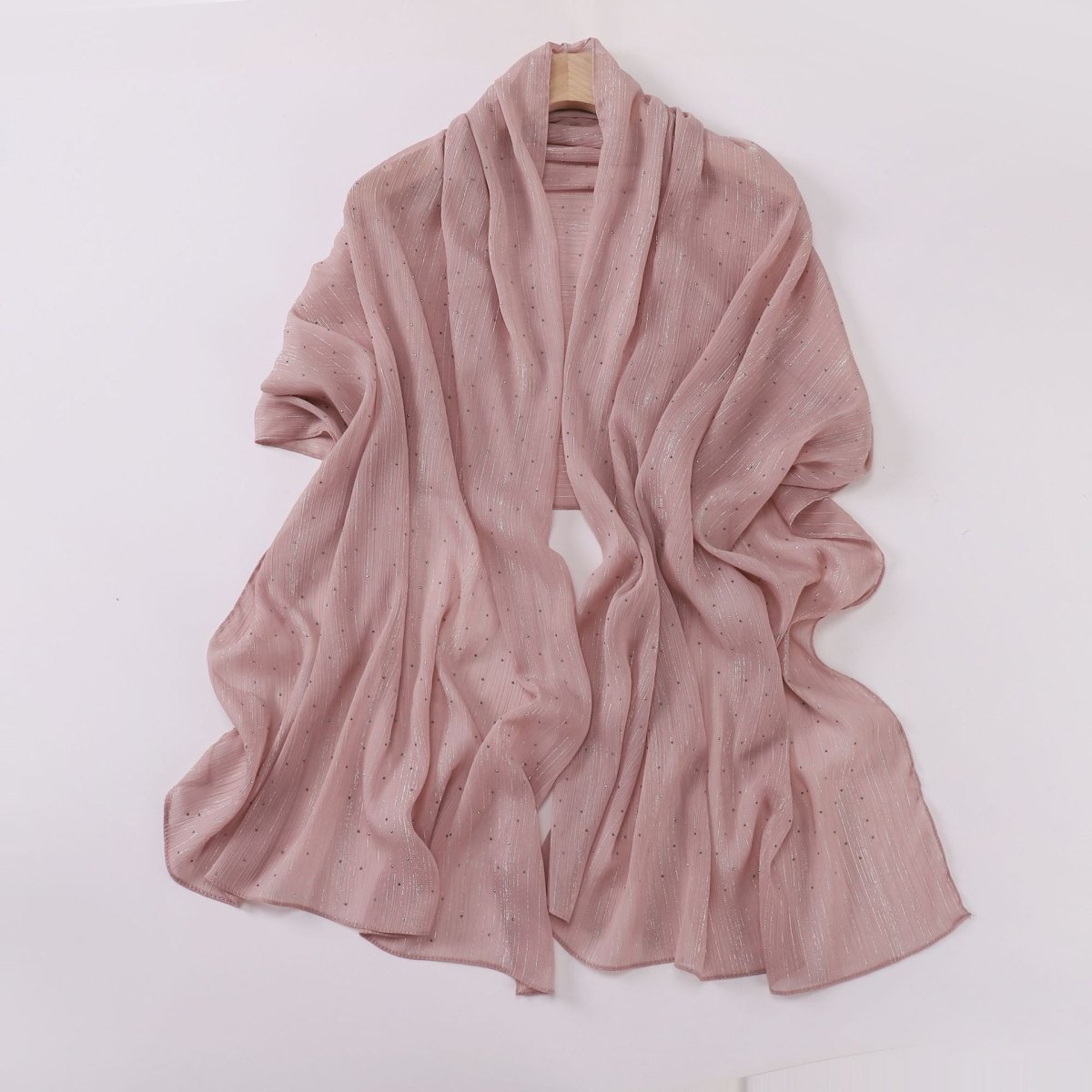 Modest Elegance Silver Crinkle Drape Hijab with Rhinestones (MH155) - Mariam's Collection