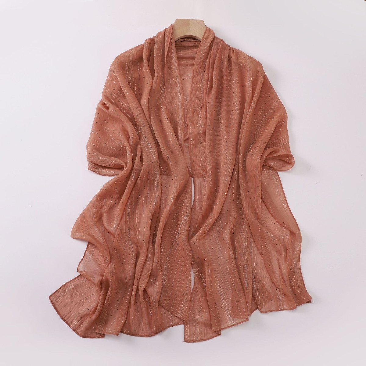 Modest Elegance Silver Crinkle Drape Hijab with Rhinestones (MH155) - Mariam's Collection