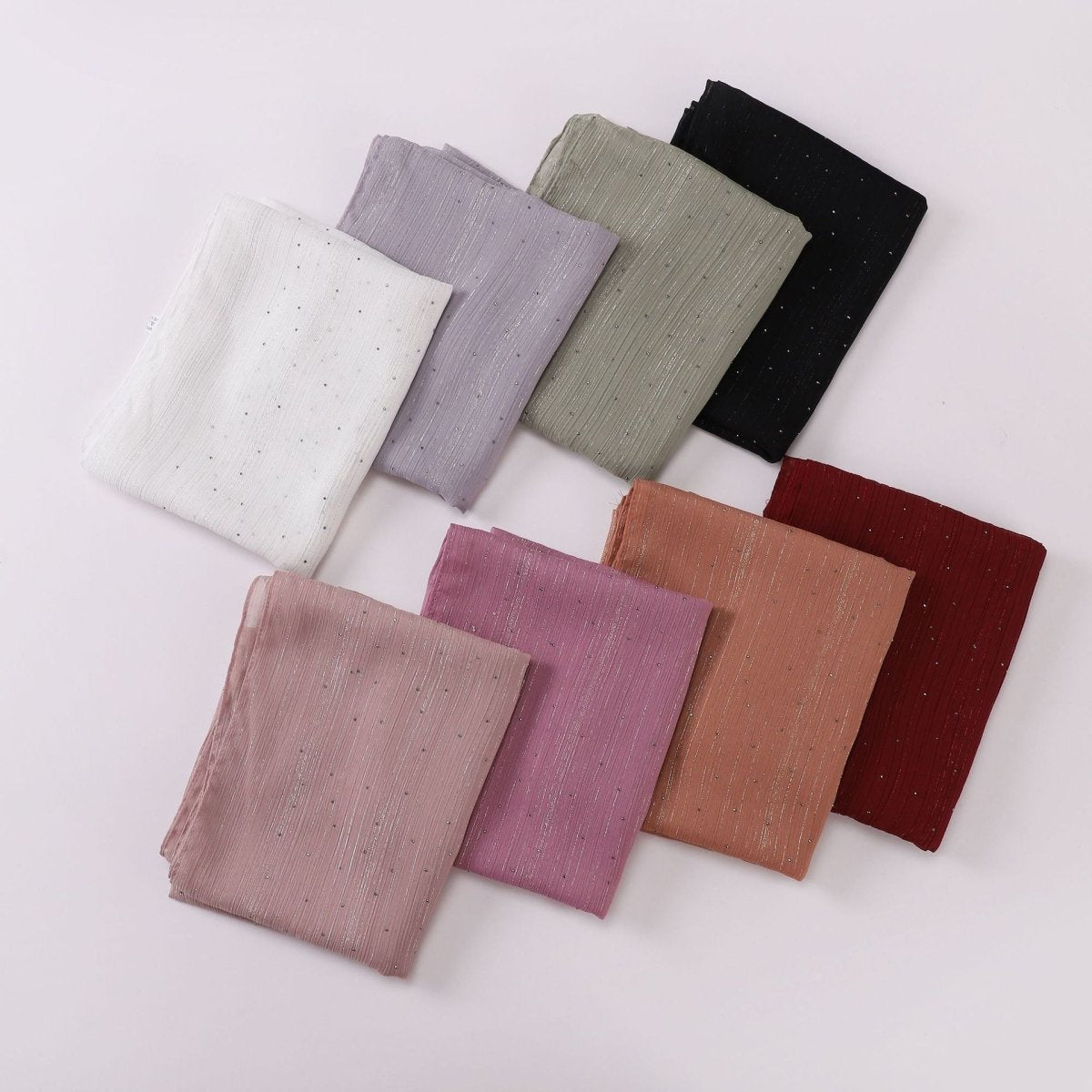 Modest Elegance Silver Crinkle Drape Hijab with Rhinestones (MH155) - Mariam's Collection