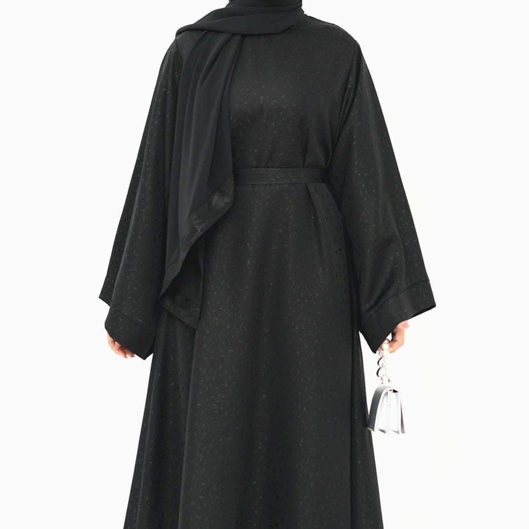 Modest Elegant Dress 3D Textured Printer with Flared Sleeves(MOA210) - Mariam's Collection