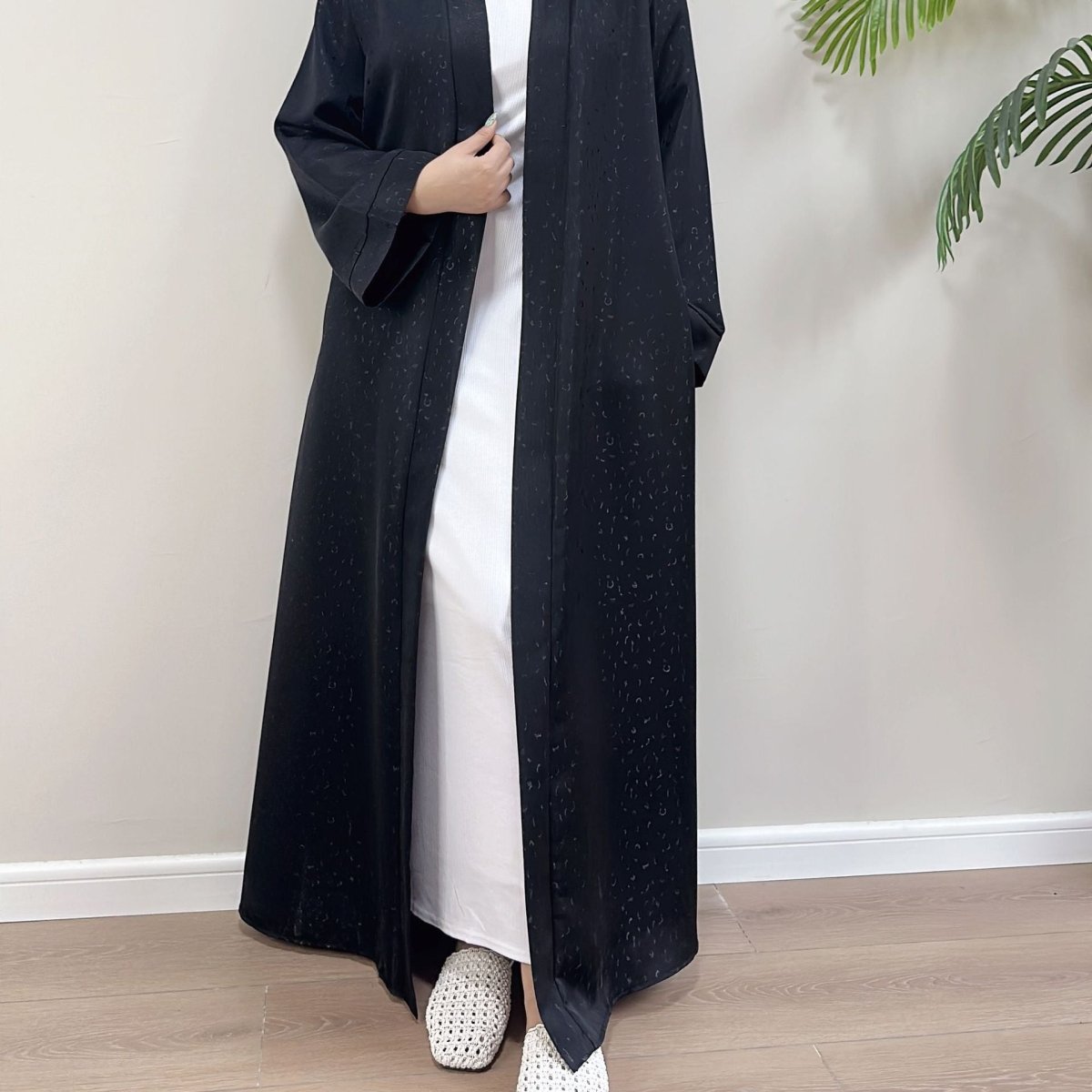 Modest Elegant Dress 3D Textured Printer with Flared Sleeves(MOA210) - Mariam's Collection
