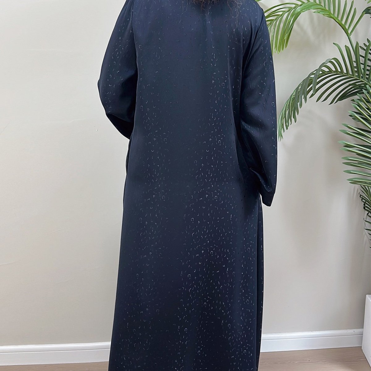 Modest Elegant Dress 3D Textured Printer with Flared Sleeves(MOA210) - Mariam's Collection