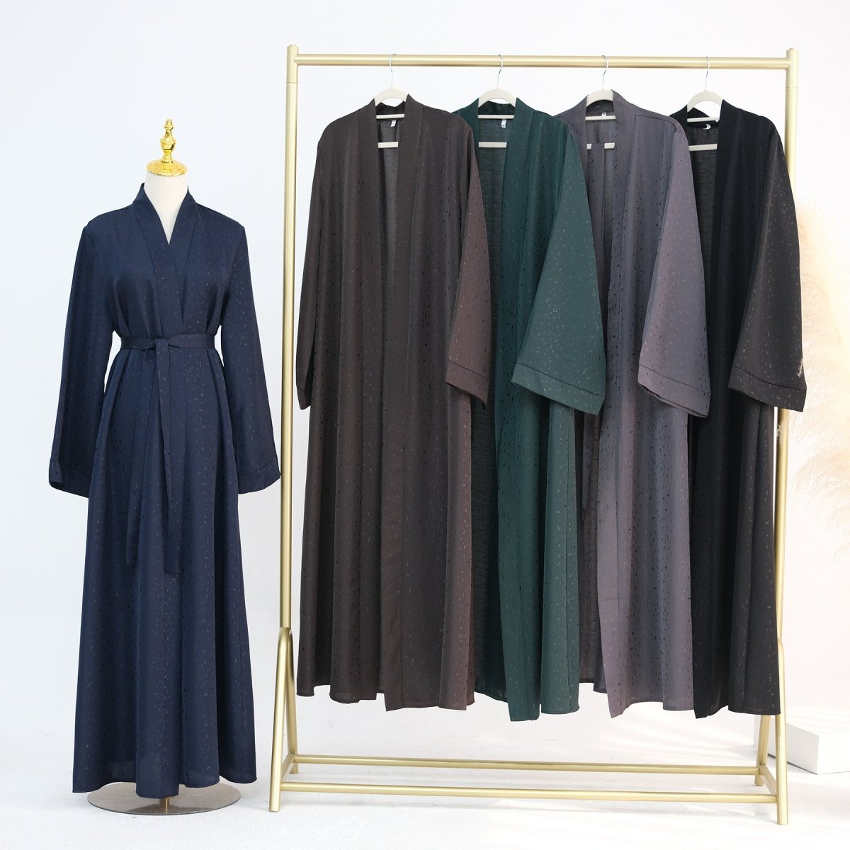 Modest Elegant Dress 3D Textured Printer with Flared Sleeves(MOA210) - Mariam's Collection