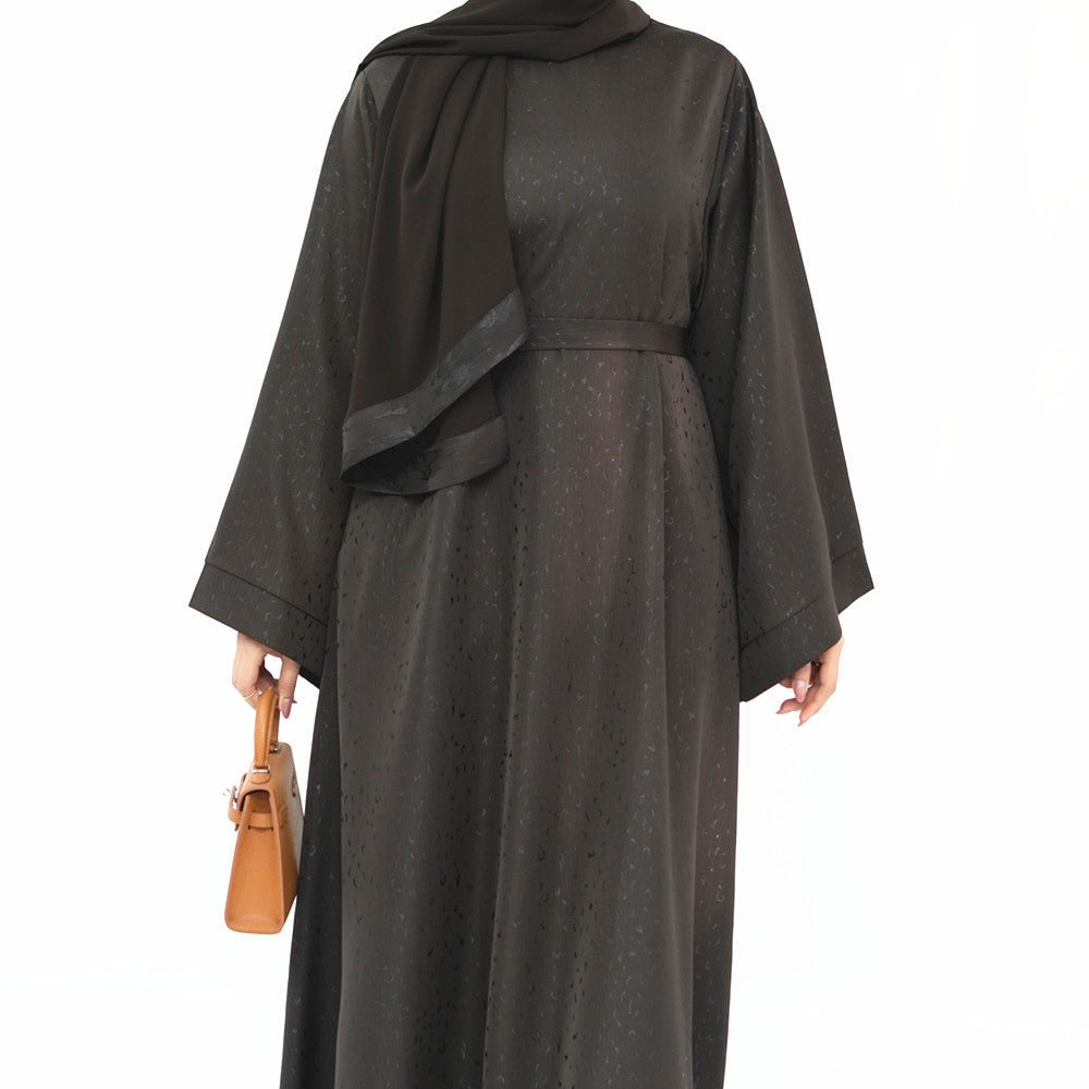 Modest Elegant Dress 3D Textured Printer with Flared Sleeves(MOA210) - Mariam's Collection