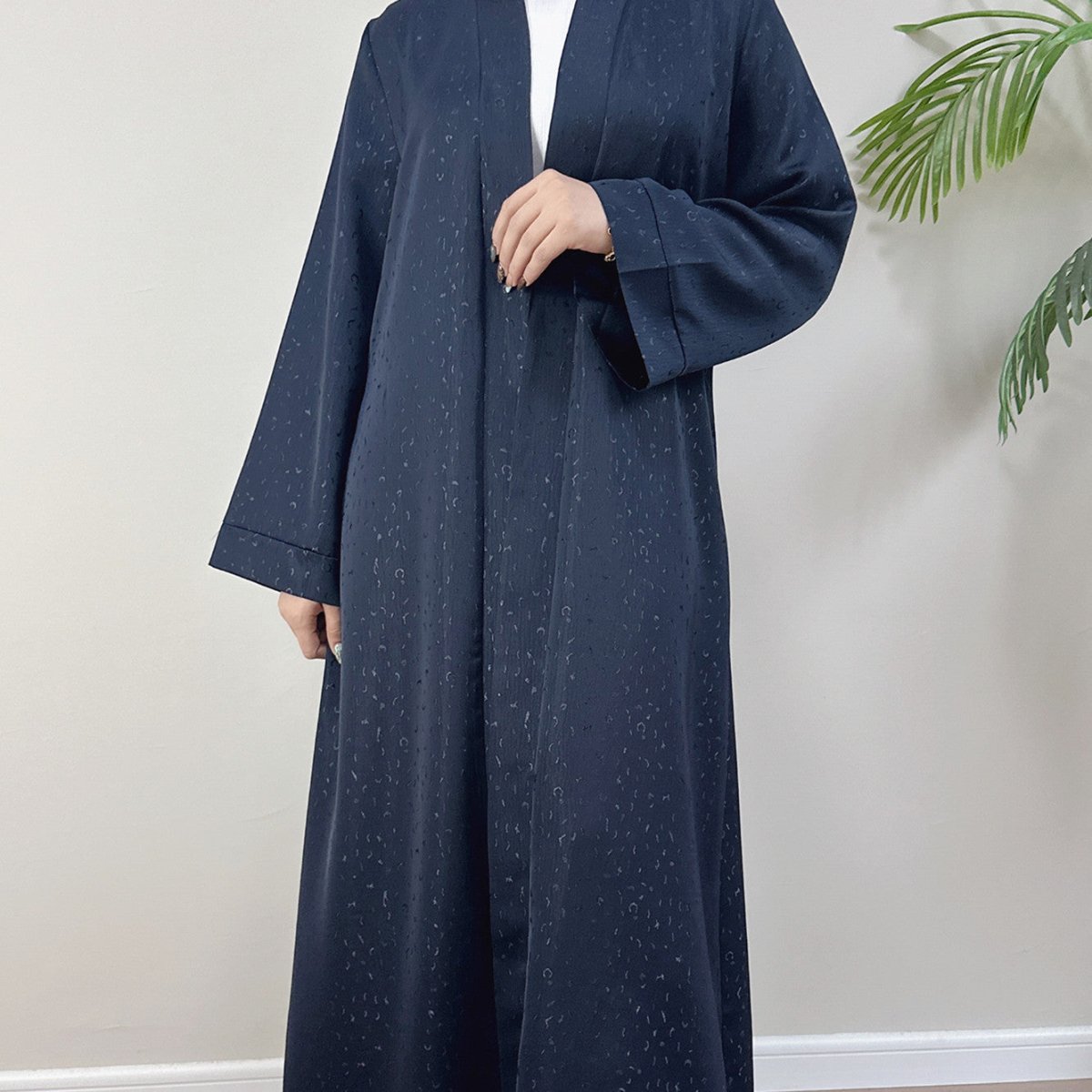 Modest Elegant Dress 3D Textured Printer with Flared Sleeves(MOA210) - Mariam's Collection