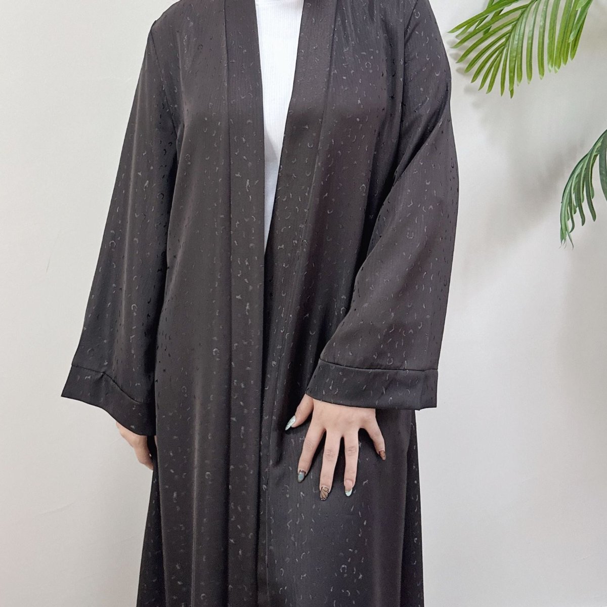 Modest Elegant Dress 3D Textured Printer with Flared Sleeves(MOA210) - Mariam's Collection