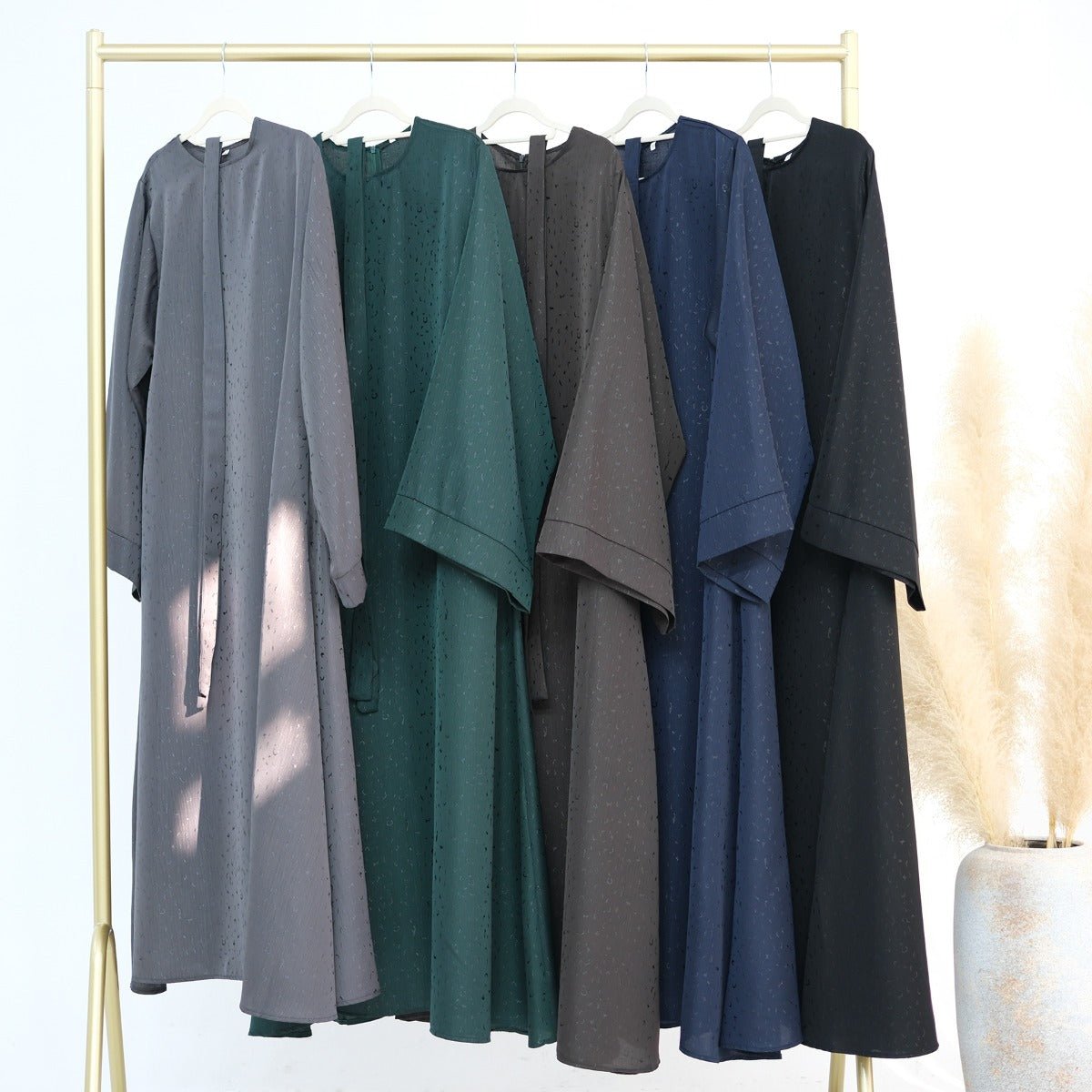 Modest Elegant Solid Color Abaya Robe with Wide Sleeves & Detachable Belt(MA279) - Mariam's Collection