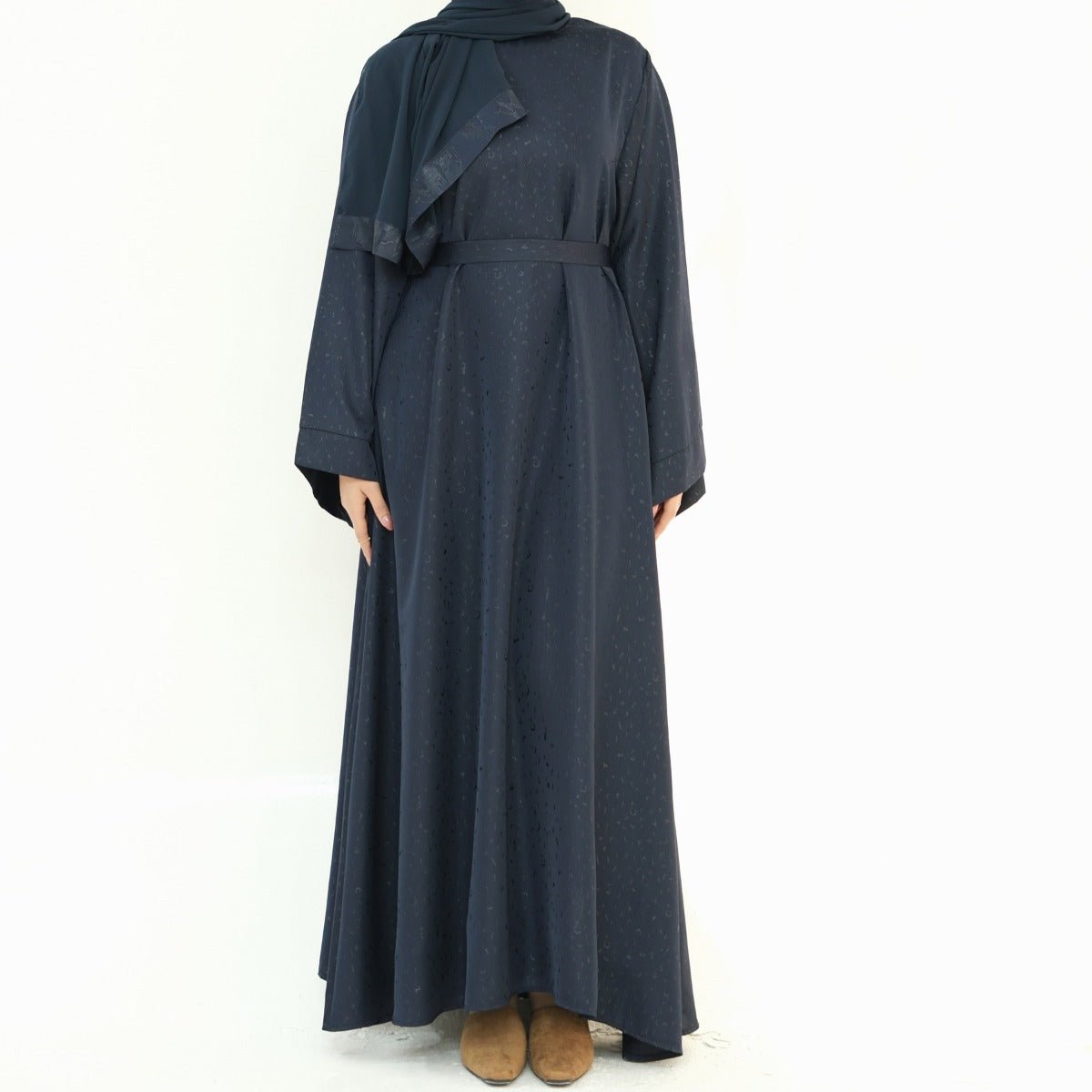 Modest Elegant Solid Color Abaya Robe with Wide Sleeves & Detachable Belt(MA279) - Mariam's Collection