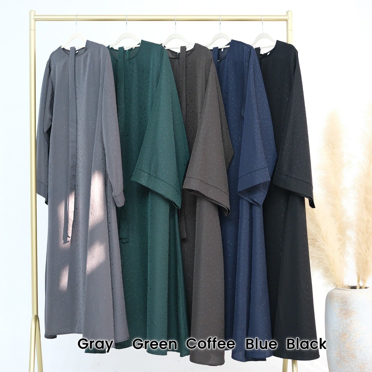 Modest Elegant Solid Color Abaya Robe with Wide Sleeves & Detachable Belt(MA279) - Mariam's Collection