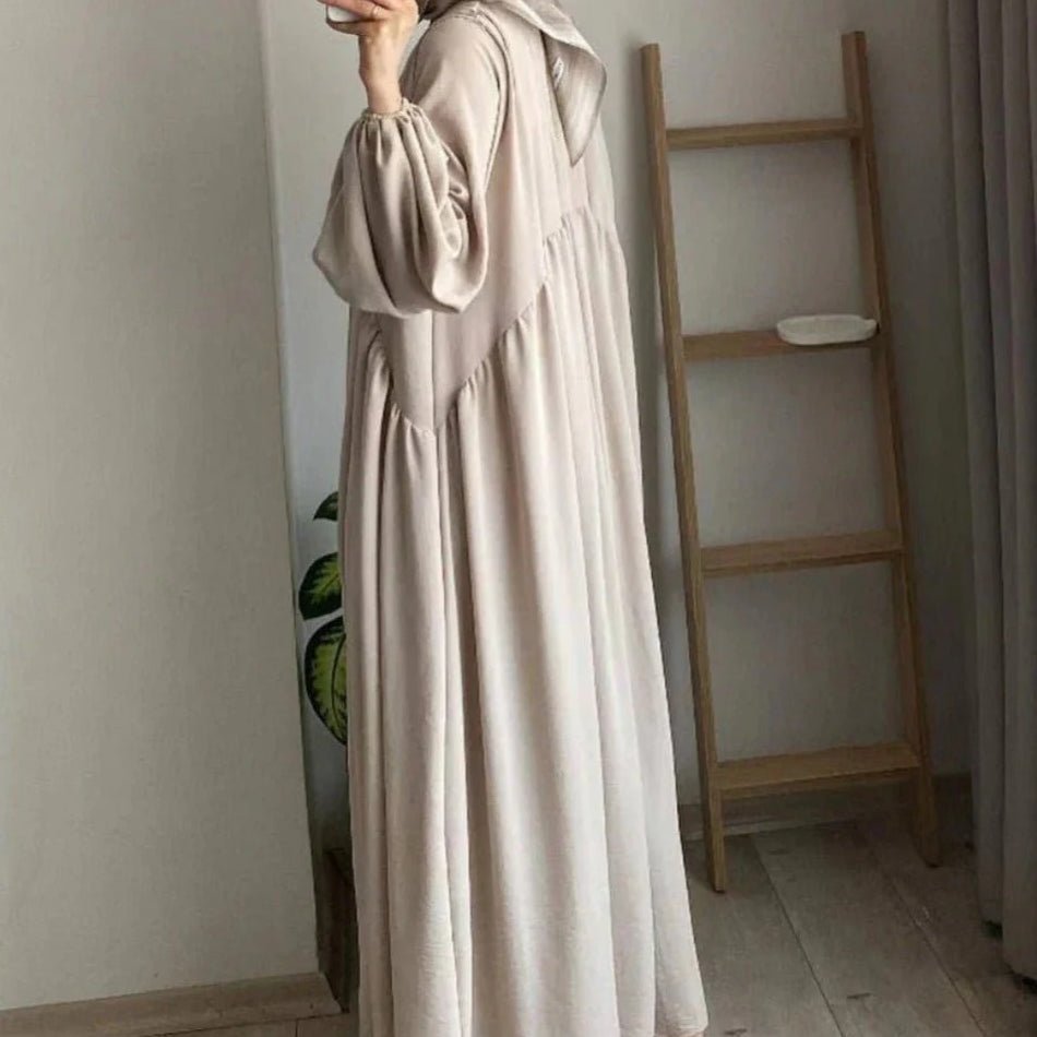 Modest Loose Fit Abaya with Lantern Sleeves | Ice Crepe Pullover Abaya (MA153) - Mariam's Collection