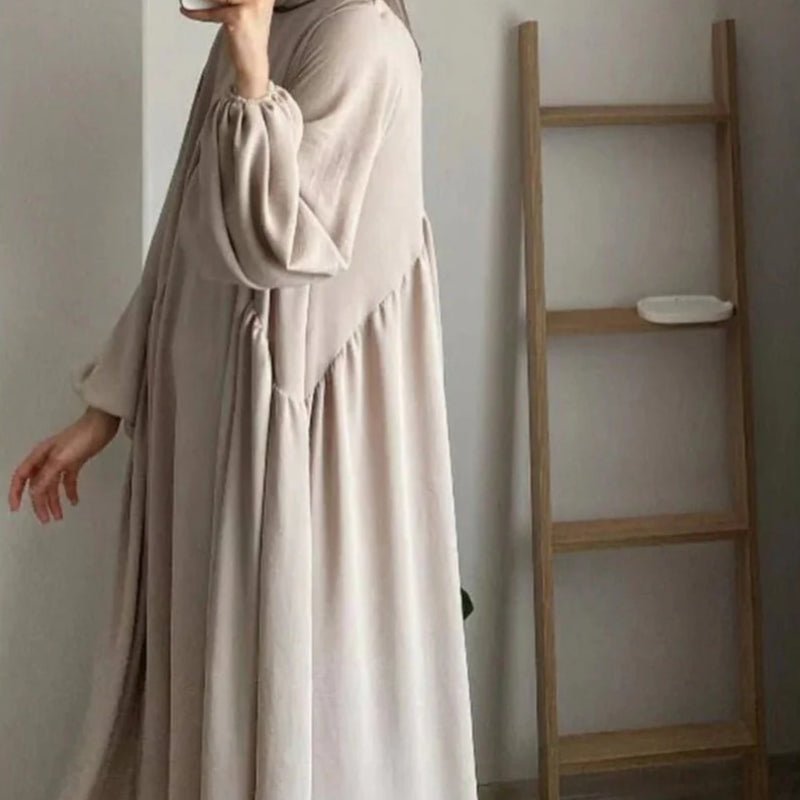 Modest Loose Fit Abaya with Lantern Sleeves | Ice Crepe Pullover Abaya (MA153) - Mariam's Collection