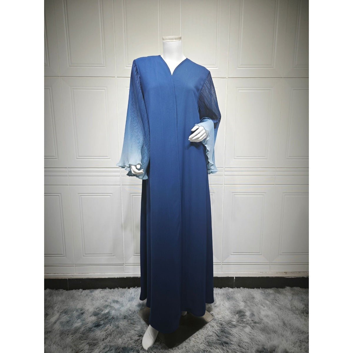 Modest Luxury Lumina Pleated Fan Sleeve Ombre Jacket Outerwear Abaya Cover - Up(MOA198) - Mariam's Collection