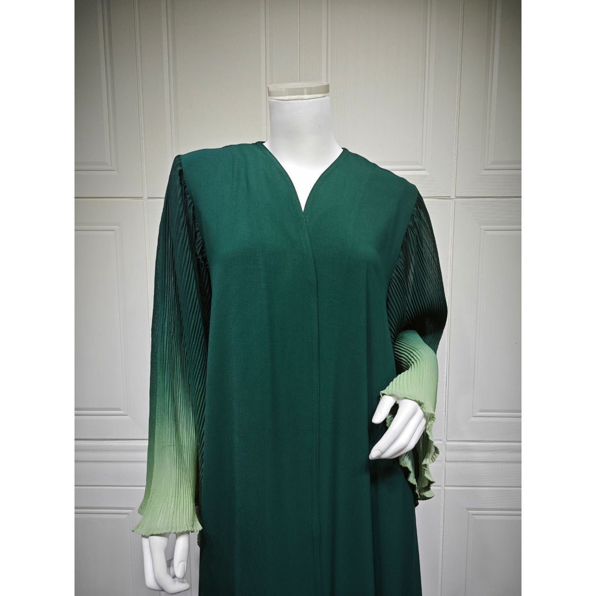 Modest Luxury Lumina Pleated Fan Sleeve Ombre Jacket Outerwear Abaya Cover - Up(MOA198) - Mariam's Collection