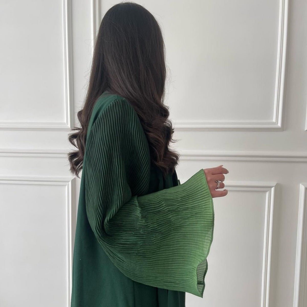 Modest Luxury Lumina Pleated Fan Sleeve Ombre Jacket Outerwear Abaya Cover - Up(MOA198) - Mariam's Collection
