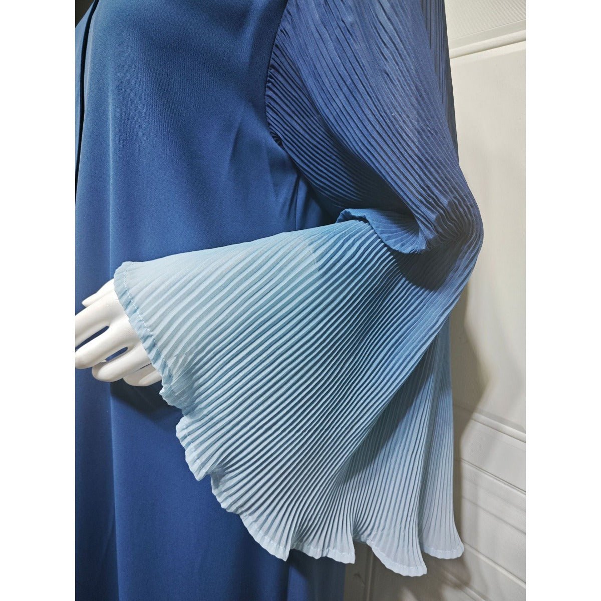Modest Luxury Lumina Pleated Fan Sleeve Ombre Jacket Outerwear Abaya Cover - Up(MOA198) - Mariam's Collection