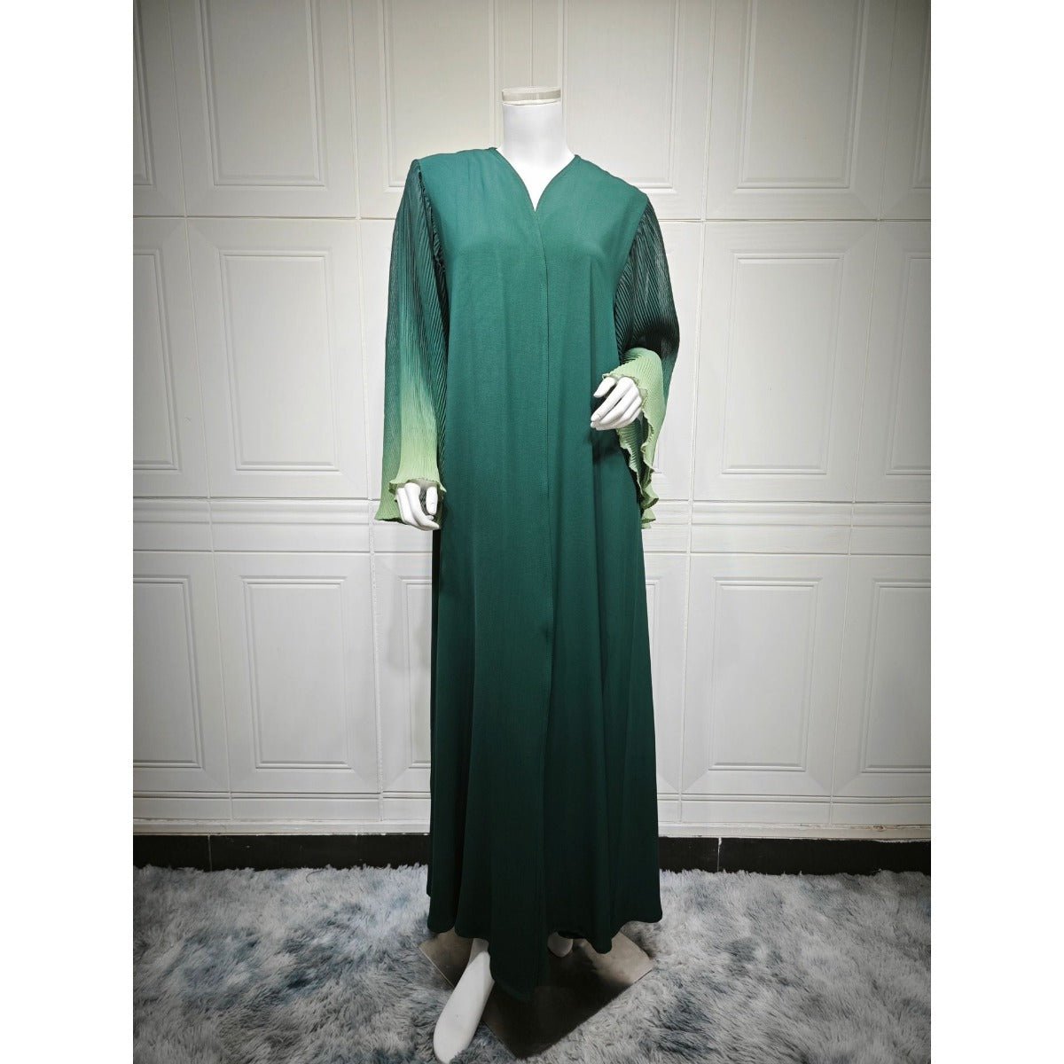 Modest Luxury Lumina Pleated Fan Sleeve Ombre Jacket Outerwear Abaya Cover - Up(MOA198) - Mariam's Collection