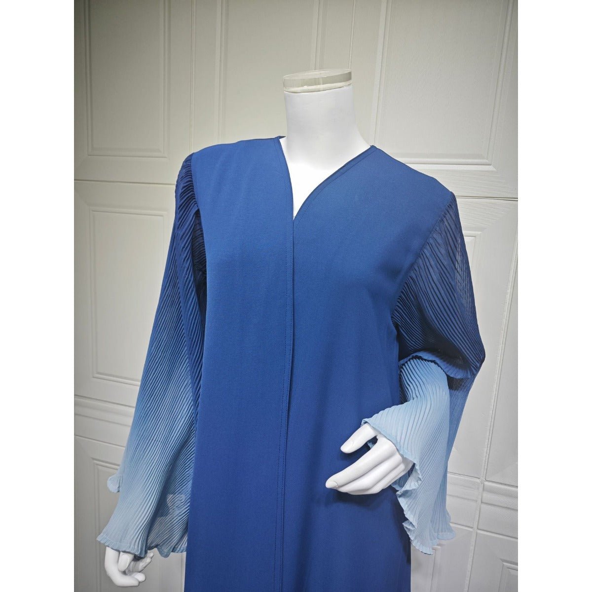Modest Luxury Lumina Pleated Fan Sleeve Ombre Jacket Outerwear Abaya Cover - Up(MOA198) - Mariam's Collection
