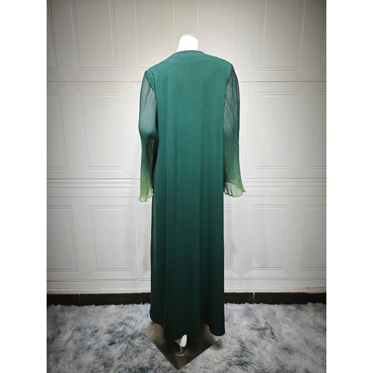 Modest Luxury Lumina Pleated Fan Sleeve Ombre Jacket Outerwear Abaya Cover - Up(MOA198) - Mariam's Collection