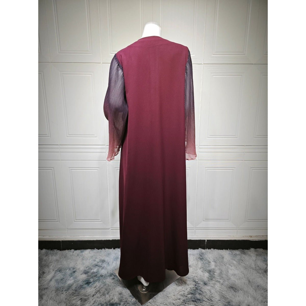 Modest Luxury Lumina Pleated Fan Sleeve Ombre Jacket Outerwear Abaya Cover - Up(MOA198) - Mariam's Collection