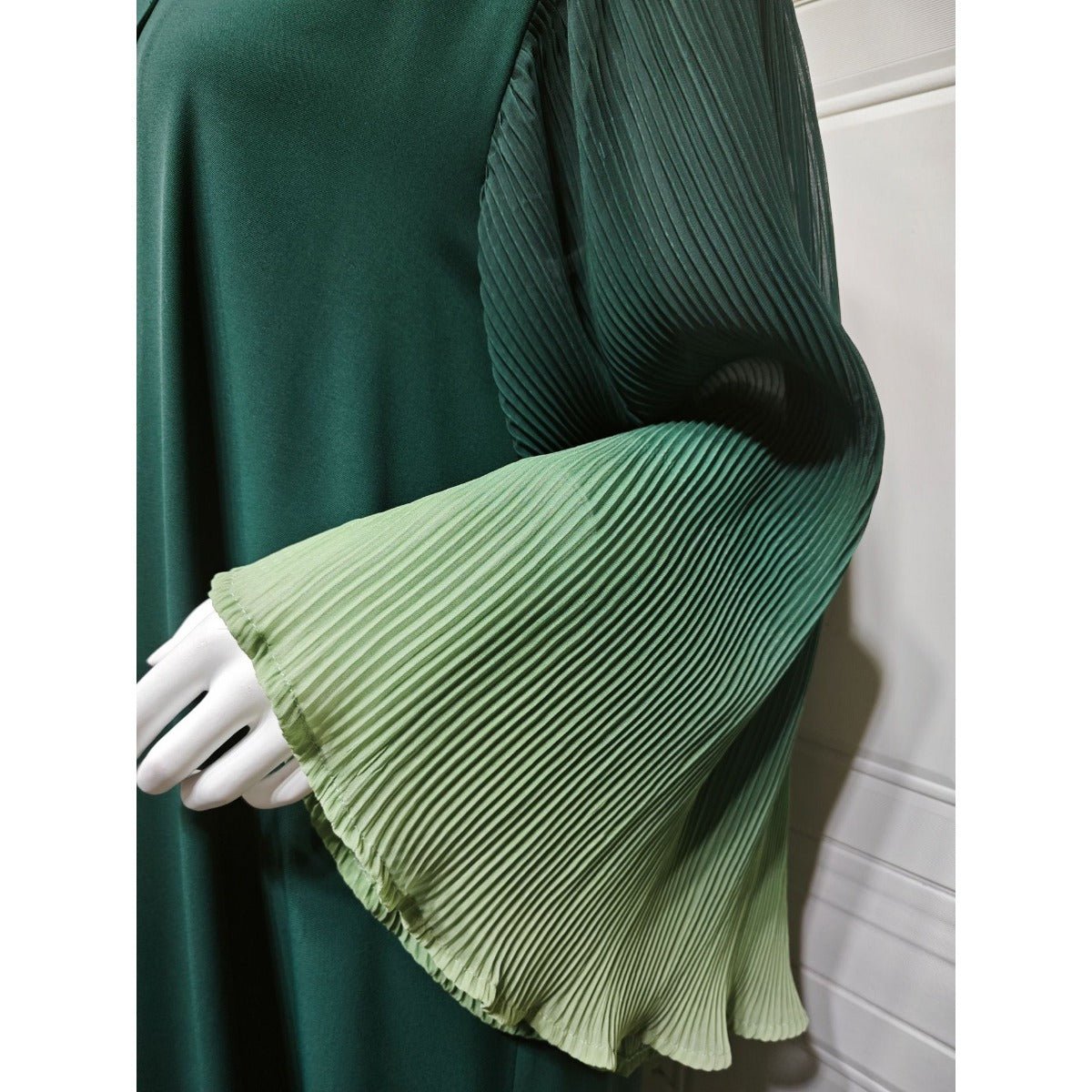 Modest Luxury Lumina Pleated Fan Sleeve Ombre Jacket Outerwear Abaya Cover - Up(MOA198) - Mariam's Collection