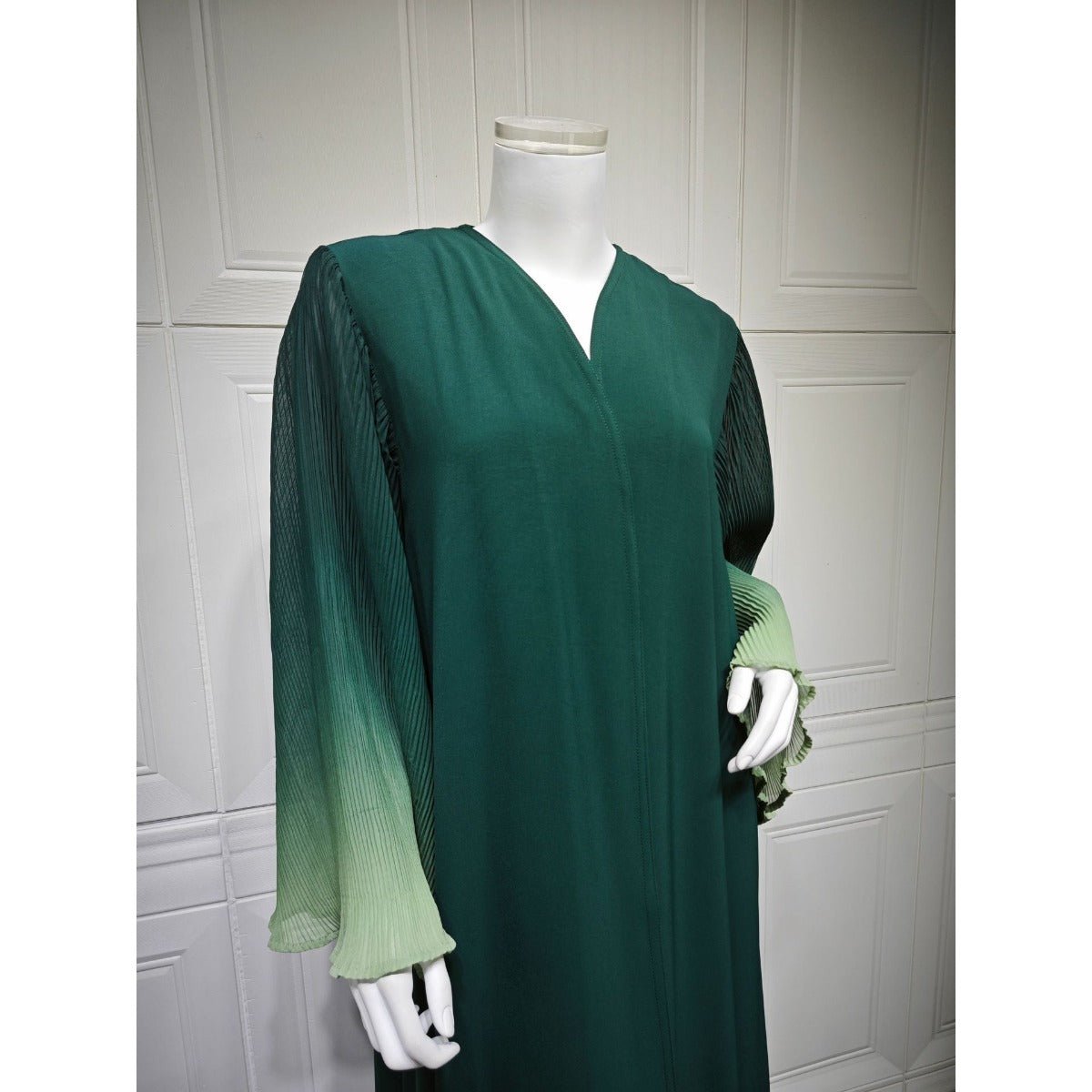 Modest Luxury Lumina Pleated Fan Sleeve Ombre Jacket Outerwear Abaya Cover - Up(MOA198) - Mariam's Collection