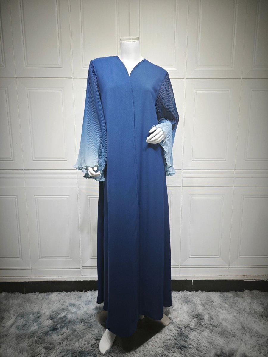 Modest Luxury Lumina Pleated Fan Sleeve Ombre Jacket Outerwear Abaya Cover - Up(MOA198) - Mariam's Collection