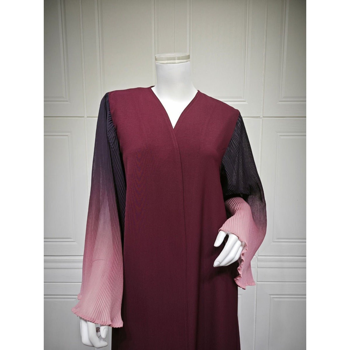 Modest Luxury Lumina Pleated Fan Sleeve Ombre Jacket Outerwear Abaya Cover - Up(MOA198) - Mariam's Collection
