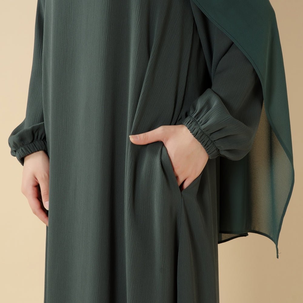 Modest Luxury Premium Crepe Satin Umbrella Cut Summer Abaya (MA233) - Mariam's Collection
